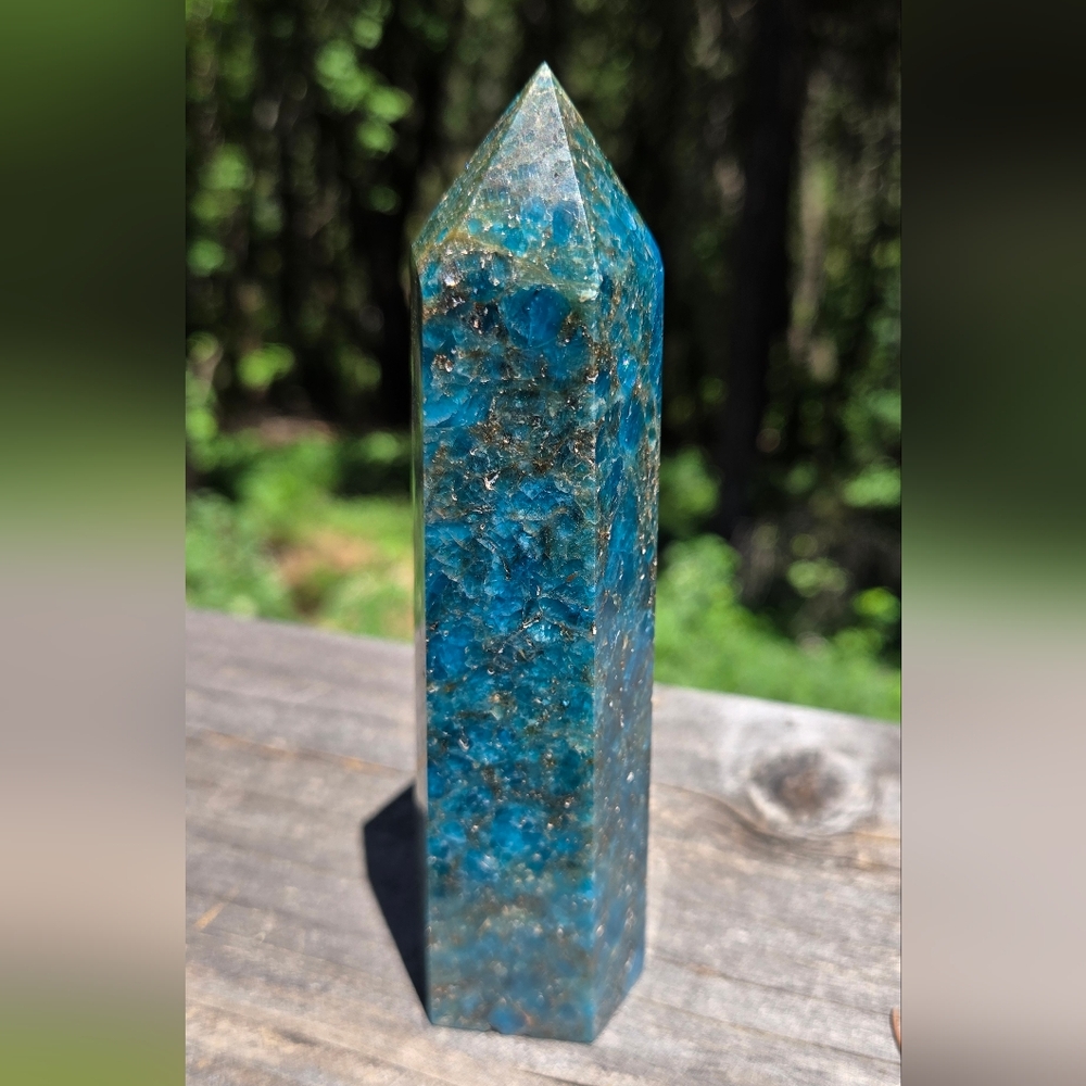 Natural RARE Garden Rutilated Apatite 5" Pillar - Picture 5 of 8
